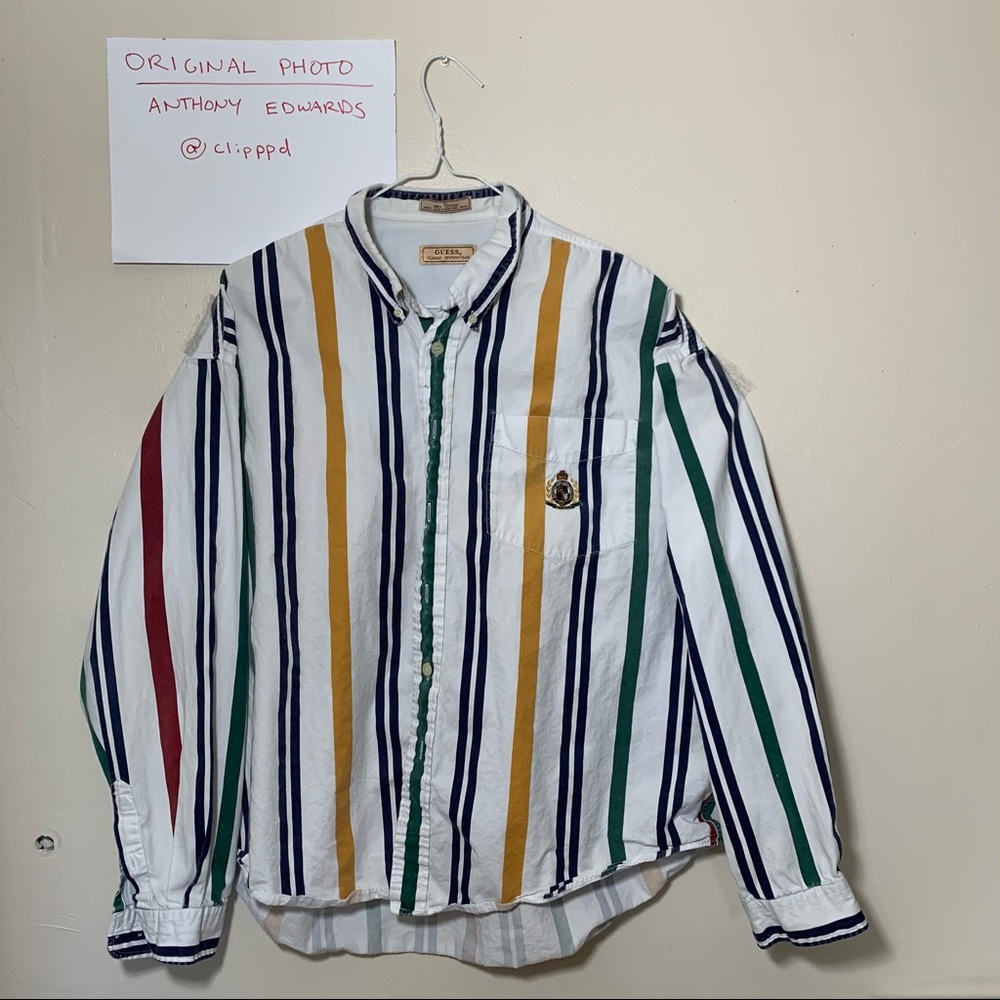 Vintage Men’s Striped Guess Button Down Shirt